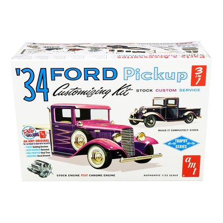 AMT Skill 2 Model Kit 1934 Ford Pickup Truck 3 in 1 Kit Trophy Series 1 by 25 Scale Model AMT1120